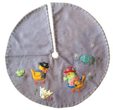 Handcrafted Mr & Mrs Chick on Purple Background Easter Tree Skirt