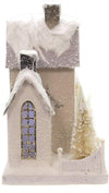 Cody Foster Christmas Village Elegant Ivory Pink Manor House with Deer Trees Wreath
