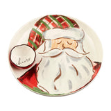 Watercolor Christmas Red Stewart Tartan Plaid Santa Serving Chip n Dip Plate