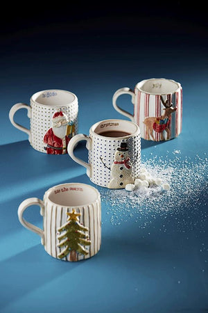 Mud Pie Home SANTA Raised Dot Oversize 16 Oz Christmas Coffee Cocoa Mug