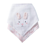 Pink Gingham and Easter Bunny Baby Drool Feeding Bib Set