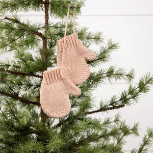 Ragon House 4" Pale Pink Knit Christmas Mitten Pair on String Ornament Pink