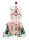 Cody Foster 14.5" Tall Snowy Pink with Santa Figure Christmas Mantel House