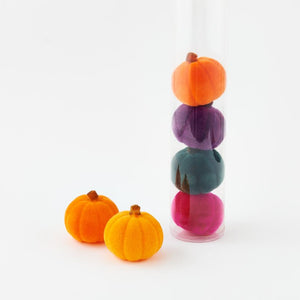 Multi-Color Flocked 4.5" Small Pumpkin Halloween Set of 6