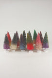 5.5" Mult-Color Ombre Christmas Village Bottle Brush Trees Box Set of 12