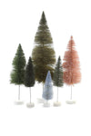 Ombre Hue Christmas Village Bottle Brush Trees Set of 6 Grey Colors