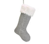 Gray 18" Cable Knit Christmas Stocking with Faux Fur Cuff