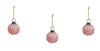 2.5" Round Embossed Baby Pink Milk Glass Christmas Ornament Set of 3