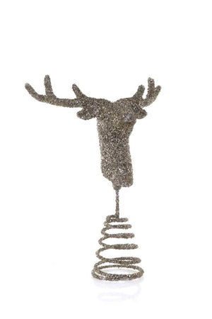 Cody Foster 7" Silver Glitter Deer Stag Reindeer Christmas Mini Tabletop Tree Topper