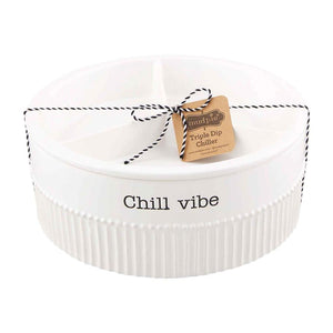 CHILL VIBE Triple Divided Ice Chiller Serving Bowl Dish