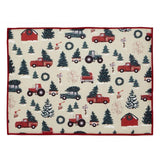Vintage Red Car with Christmas Tree Holiday Dish Drying Mat 15" x 20"