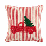 Red Pickup Truck Tree Small Knot Christmas Pillow 8" Square