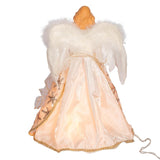 16" Tall Blush Pink Angel Tree Topper with White Wings and Gold Accents, 16" Tall