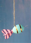 Mint Green Dart with Pink Striped Feathers Christmas Ornament 5" Long