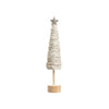 13" Ivory Fleece Wool Wrapped Wood with Gold Glitter Christmas Village Tree