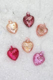 Cody Foster Mini Pink Hue Heart Ribbed Glass 1.25" Christmas Ornament Set of 6
