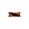 Black Bat on Orange Background Hooked Wool 12" x 5" Halloween Pillow