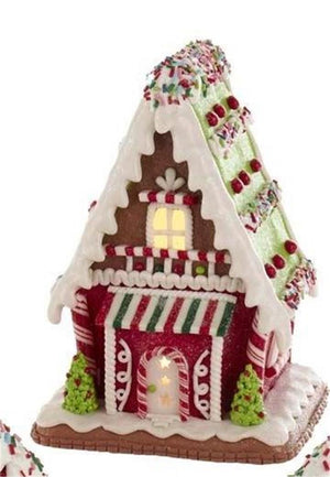 7" LED Lighted Gingerbread Polyclay Christmas Brown Cookie Village House