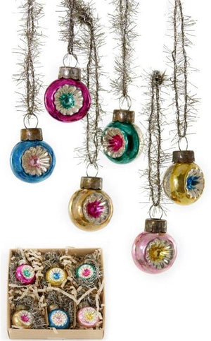 Cody Foster 1" Mini Indent Retro Style Holiday Bauble Ball Christmas Ornament Set of 6