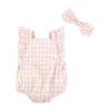 Mud Pie Kids Pink and White Gingham Baby Girls Shorts Bubble Set with Headband
