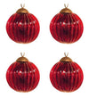 3" Mercury Glass Ball with Ribbed Texture Christmas Ornament Set of 4