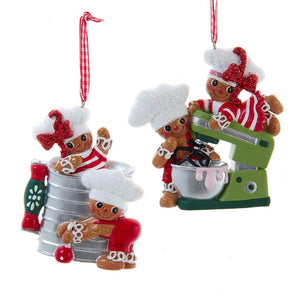 3.5" Gingerbread Men Baking in the Kitchen Christmas Ornament Set of 2