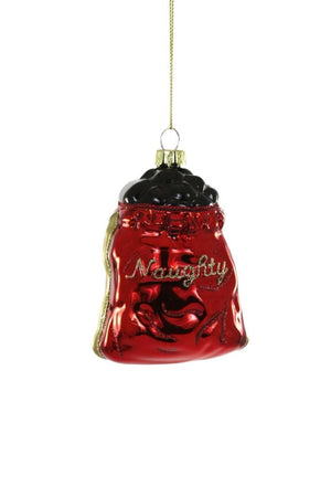 Cody Foster BAG OF COAL Naughty List Funny Glass Christmas Ornament