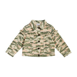 Pink and Olive Green Camo Print Girls Ruffled Canvas Jean Jacket