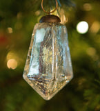2.5" Mercury Colored Glass Icicle Drop Christmas Ornament Set of 4, Silver
