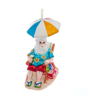 5" Noble Gems Tropical Santa in Beach Chair with Drink Christmas Ornament