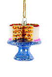 Cody Foster Rainbow Confetti Cake and Stand Bakery Glass 3" Christmas Ornament