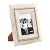 Mud Pie Home White Washed with Gold Bead Photo Frame 5" x 7" Picture
