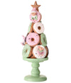 15" Pastel Doughnut Tree with Elves on Pedestal Christmas Figure