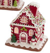 7" LED Lighted Gingerbread Polyclay Christmas Red Cookie Snowman Village House