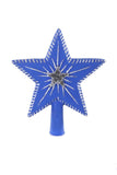 Cody Foster 8.25" Carved Double Star Periwinkle Blue and Silver Christmas Tree Star Topper