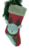 Red Knit Fair Isle Reindeer Applique Christmas Stocking