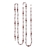 9' Red Clear Silver Round Bead Christmas Garland Decor Set of 3