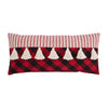 Red Black Buffalo Check With Ticking and Tassels Lumbar Pillow