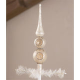 Winter White Mercury Glass Indent Finial Christmas Tree Topper
