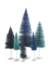 Cody Foster Ombre Hue Christmas Village Bottle Brush Trees Set of 6 Blue Colors