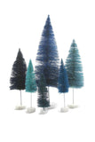 Cody Foster Ombre Hue Christmas Village Bottle Brush Trees Set of 6 Blue Colors