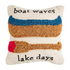 Mud Pie Home BOAT WAVES LAKE DAYS Canoe and Paddle 8" Mini Square Accent Pillow