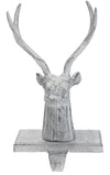 White Washed Cast Iron Stag Deer Reindeer Christmas Stocking Holder