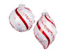 RAZ 4.5" Candy Cane Striped White Glass Christmas Ornament Set of 2