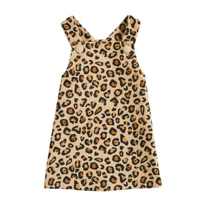 Leopard Print Girls Overall Jumper Dress