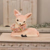 Bethany Lowe Sweet Pastel Pink Fawn with Wreath Retro Christmas Laying Down Figure