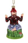 Cody Foster 4.75" Lumberjack Christmas Yoga Pose Glass Christmas Ornament