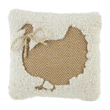 Mud Pie Home Tweed Thanksgiving Turkey Autumn 8" Sq Small Hook Wool Accent Pillow