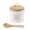 Mud Pie Home Bistro Collection Salt Cellar and Spoon Set Wood Hinged Lid
