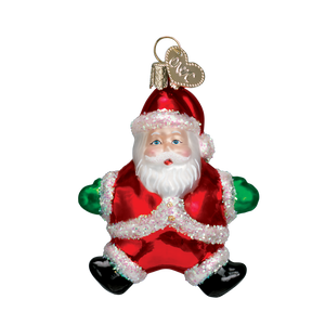 Old World Christmas Mini Santa Claus 2.75" Christmas Painted Glass Ornament Set of 2